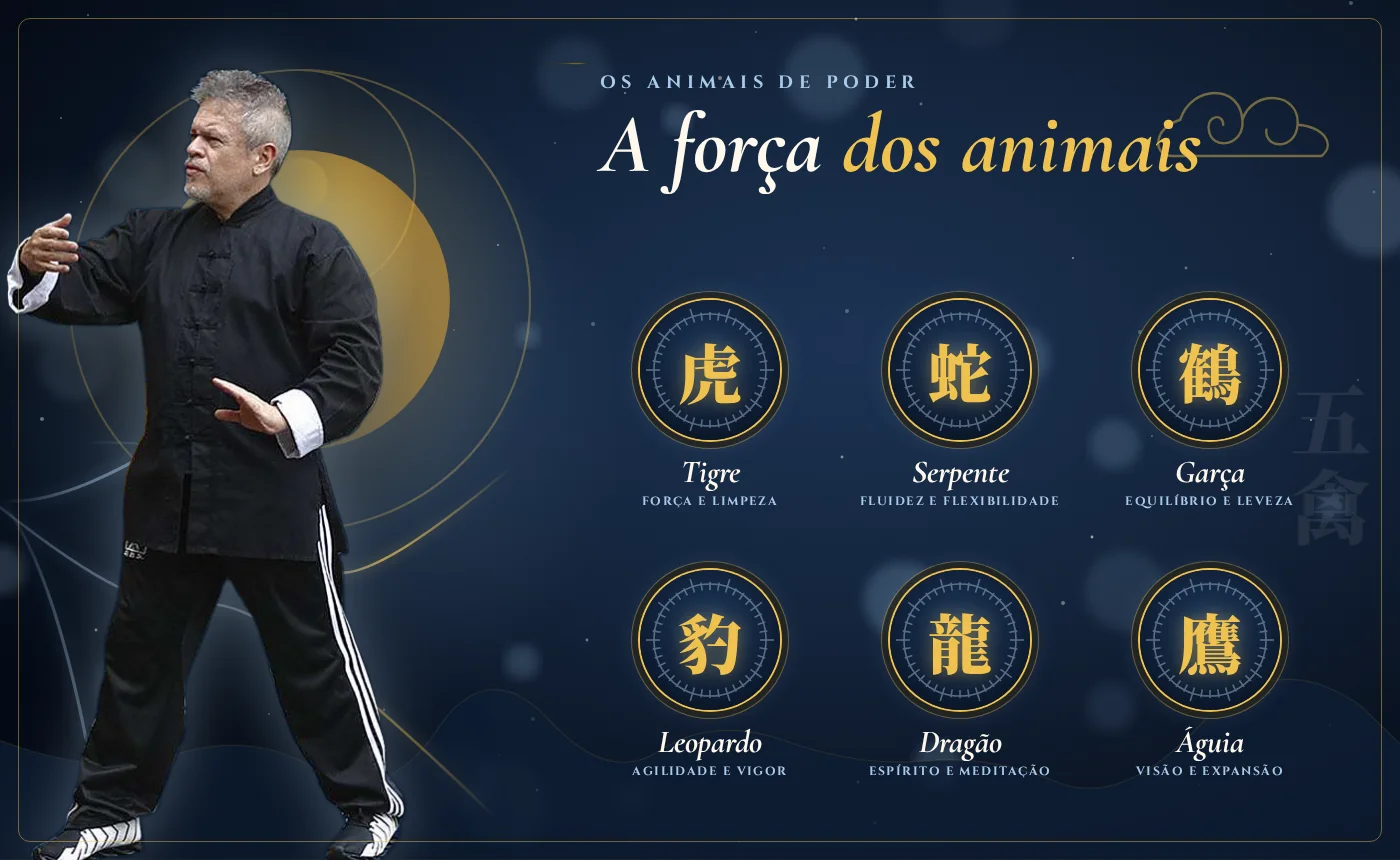 Os animais de poder do Chi Kung: tigre, serpente, garça, leopardo, dragão e águia, com Otávio Leal