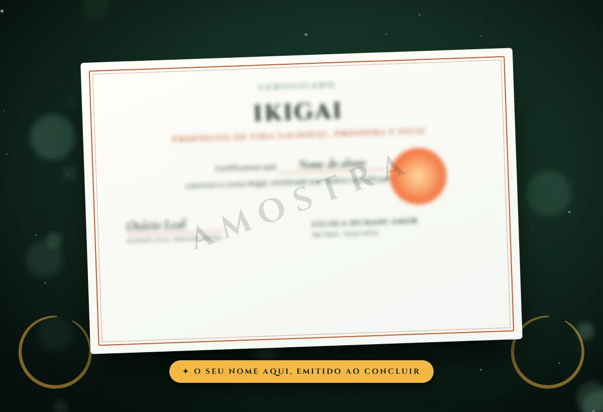 Imagem ilustrativa do certificado do curso Ikigai da Escola Humani Amor