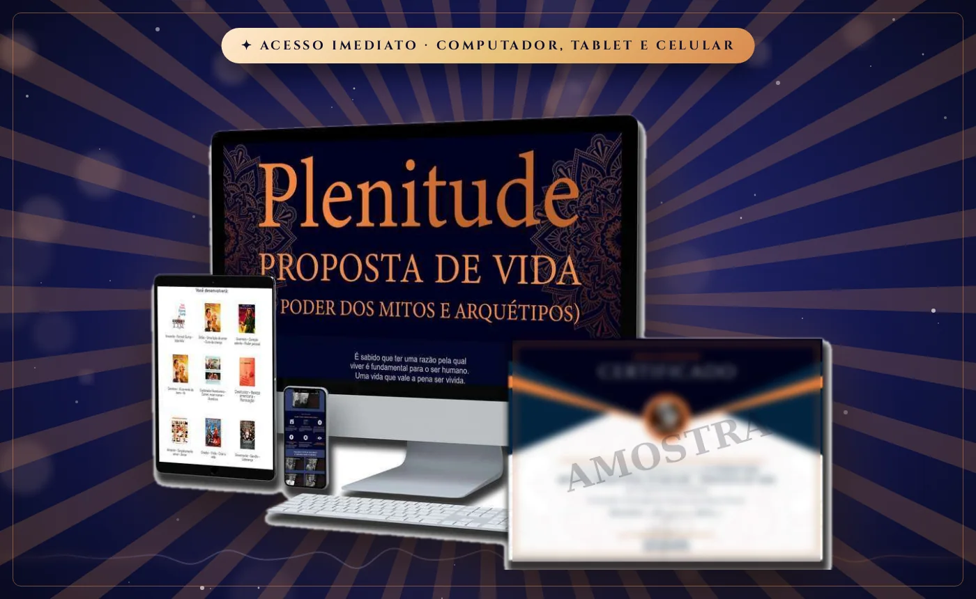 O curso O Poder dos Mitos e Arquétipos no computador, no tablet e no celular, com o certificado