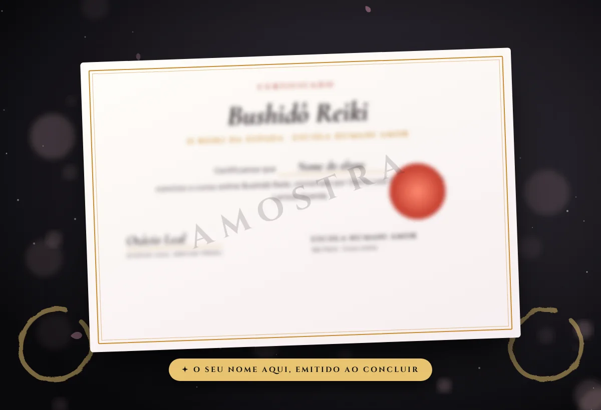 Imagem ilustrativa do certificado do curso Bushidô Reiki da Escola Humani Amor