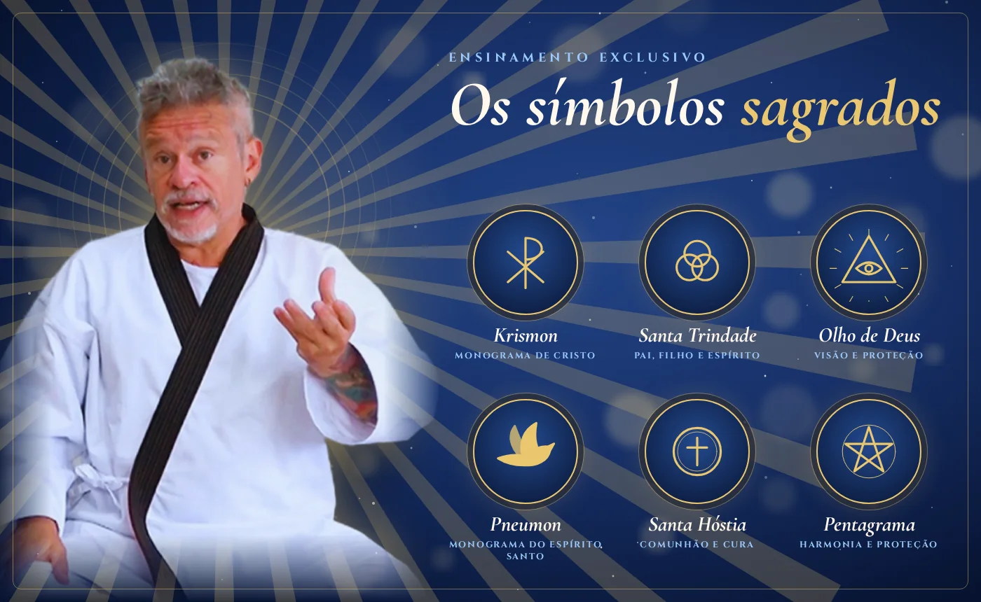 Os símbolos sagrados do Reiki Crístico: Krismon, Santa Trindade, Olho de Deus, Pneumon, Santa Hóstia e Pentagrama, com Otávio Leal