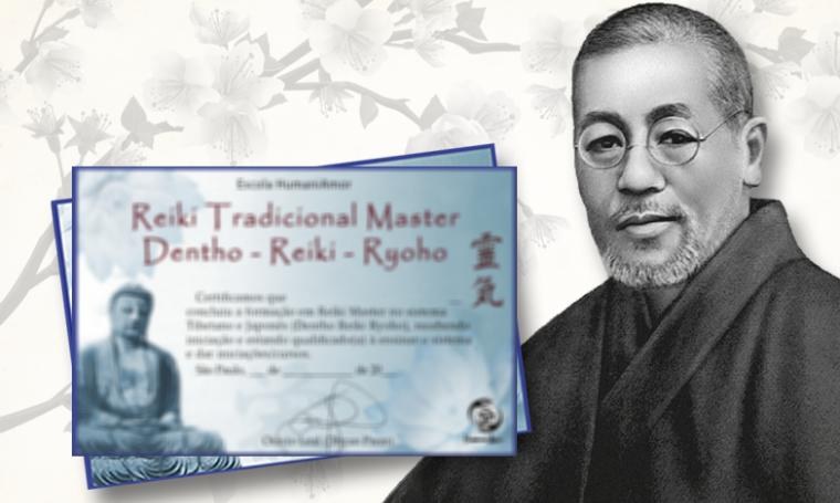 Certificado de Reiki Tradicional Master, Dentho Reiki Ryoho, emitido pela Escola Humani Amor