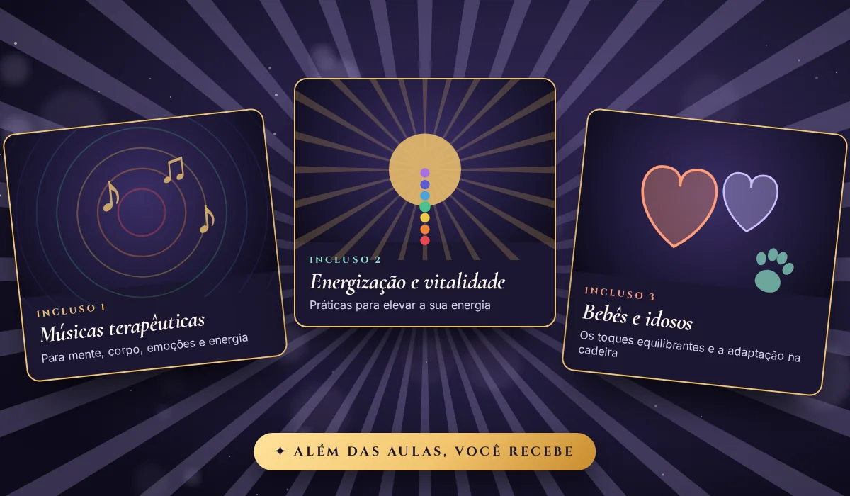 Incluso no curso Reiki Secreto: músicas terapêuticas, práticas de energização e Reiki para bebês e idosos
