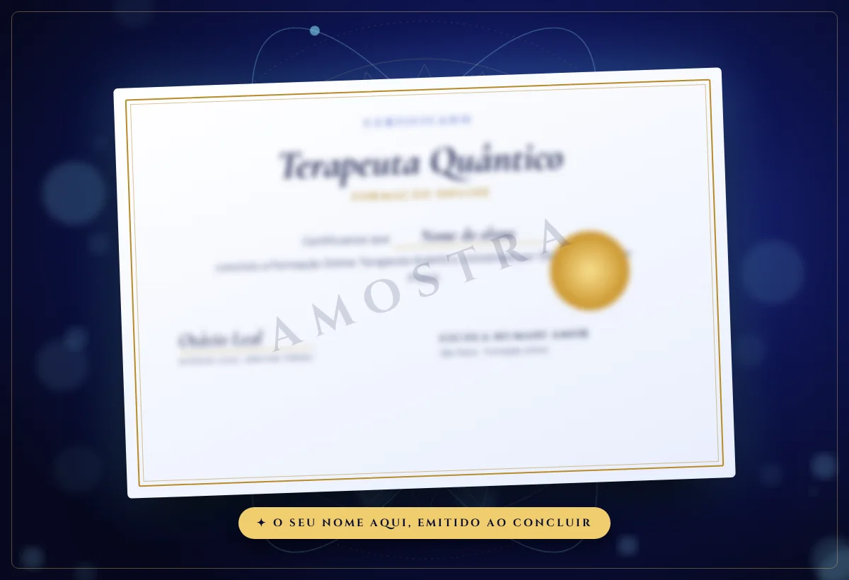 Imagem ilustrativa do certificado da Formação Terapeuta Quântico da Escola Humani Amor